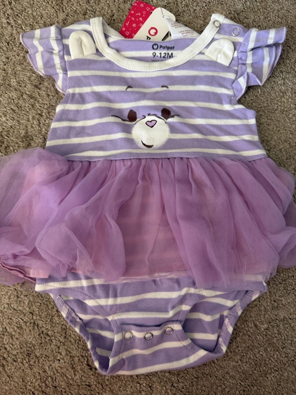 Care Bears Baby Girl Purple Striped Tutu Romper 6-9 / 9-12 months - Picture 4 of 4